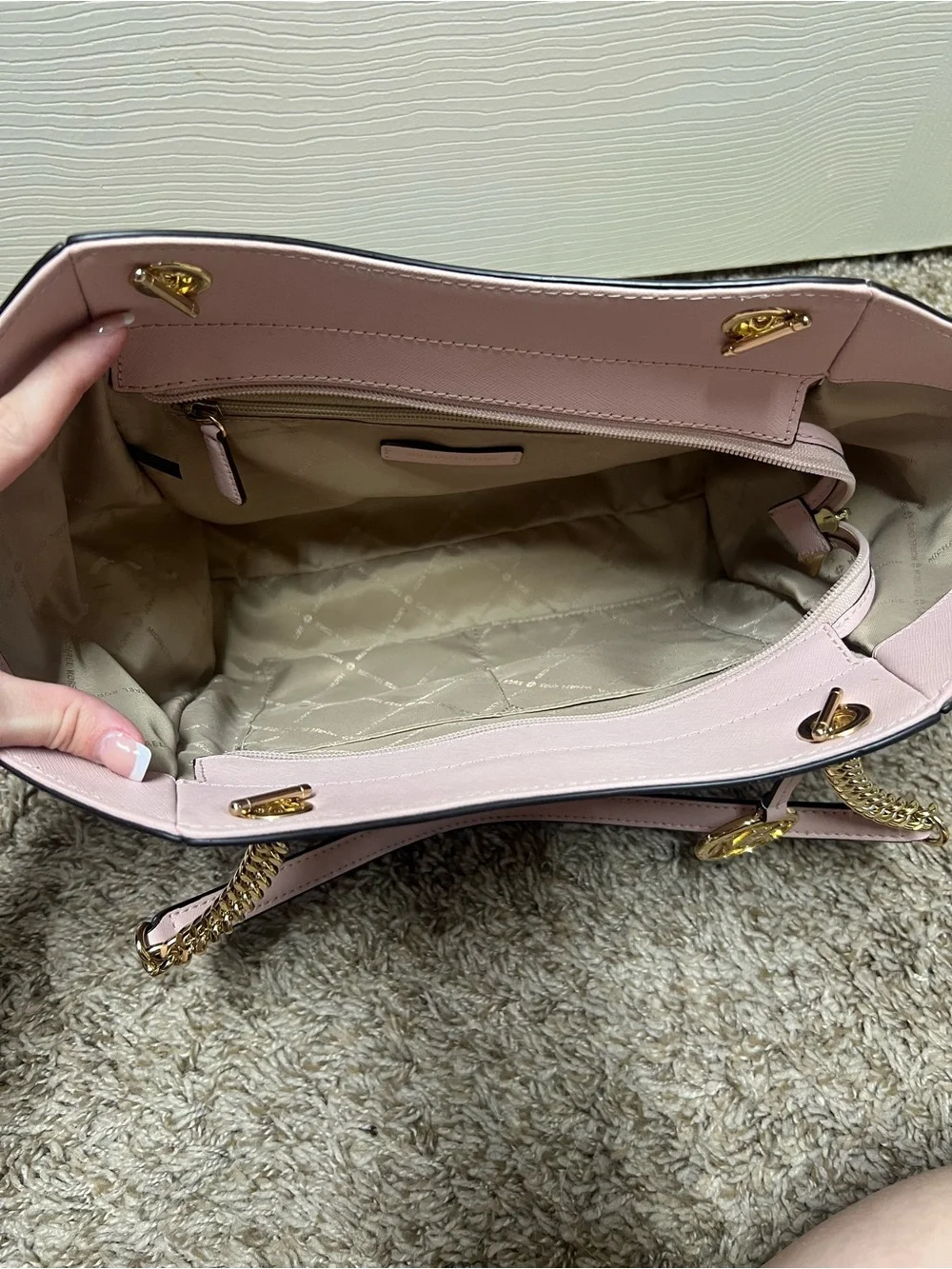 Michael Kors Blush Saffiano Tote with Gold Hardware